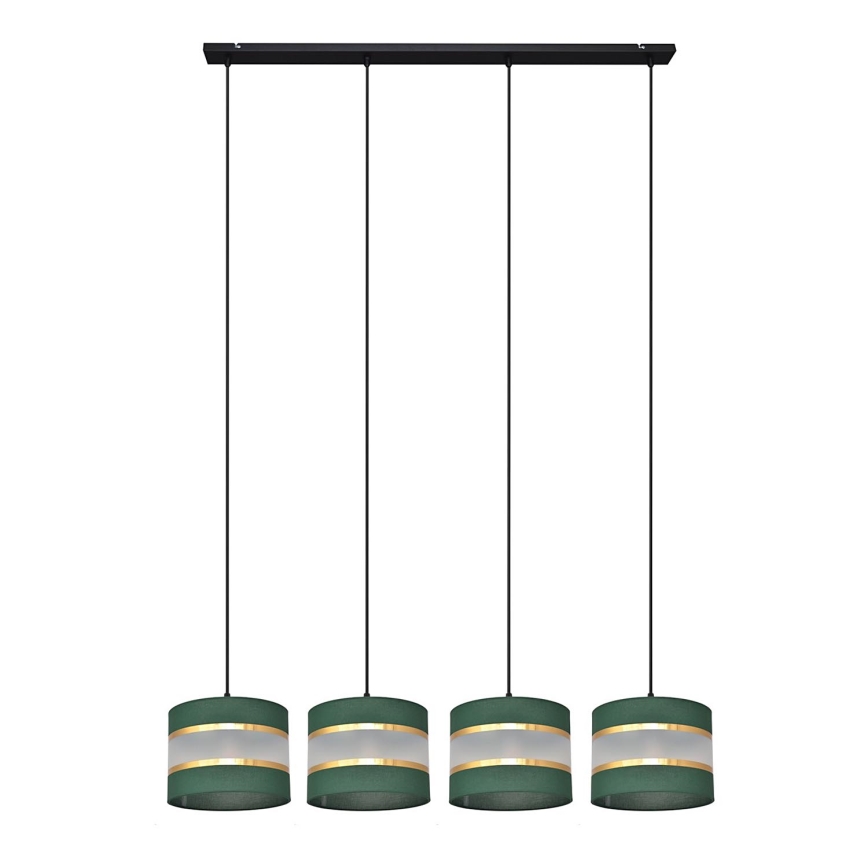 Lámpara colgante HELEN 4xE27/15W/230V verde/dorado