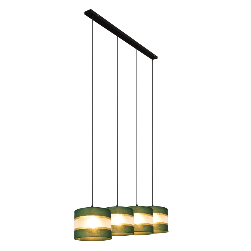 Lámpara colgante HELEN 4xE27/15W/230V verde/dorado