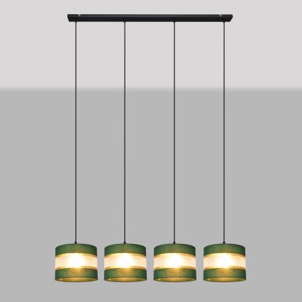 Lámpara colgante HELEN 4xE27/15W/230V verde/dorado