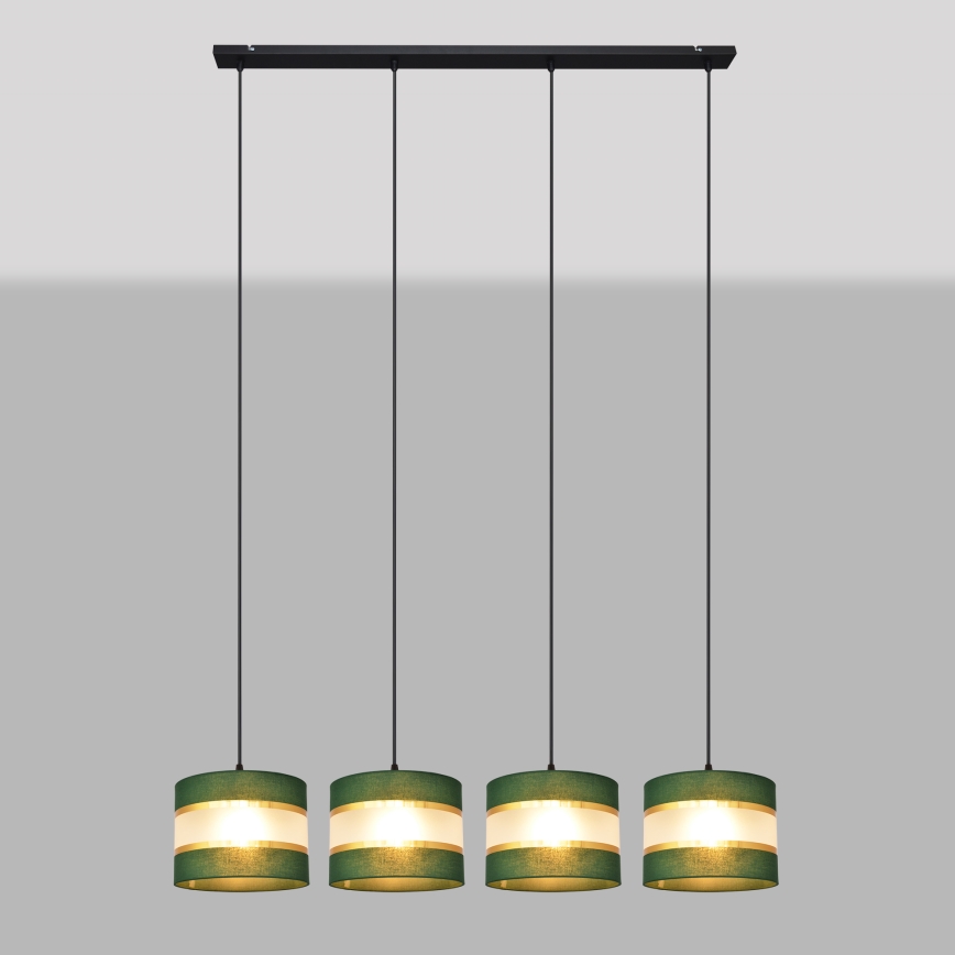 Lámpara colgante HELEN 4xE27/15W/230V verde/dorado