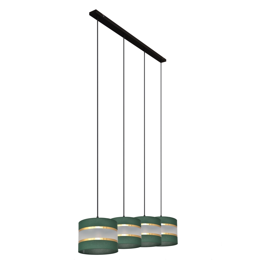 Lámpara colgante HELEN 4xE27/15W/230V verde/dorado