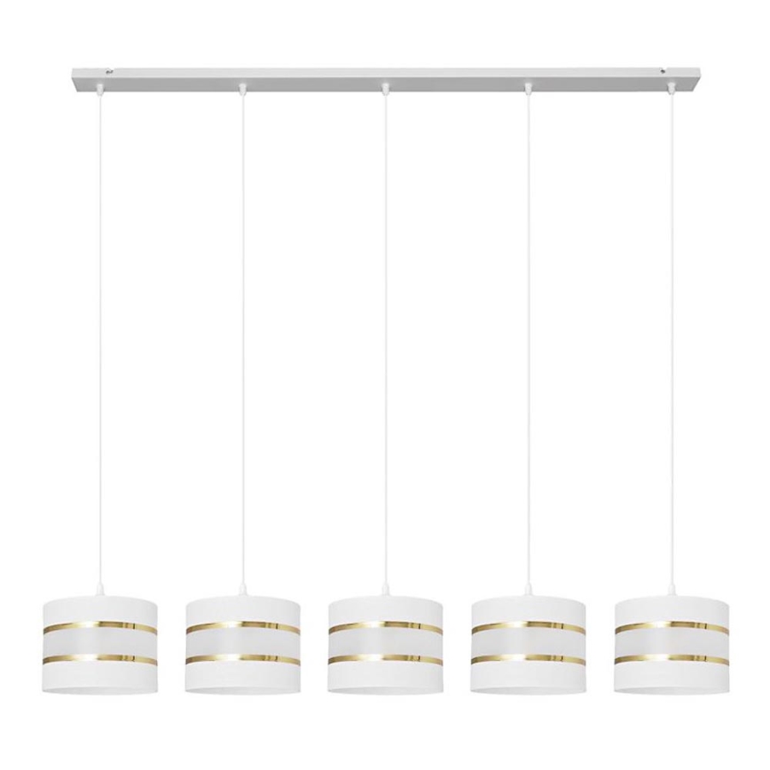 Lámpara colgante HELEN 5xE27/15W/230V blanco/dorado