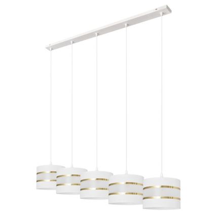 Lámpara colgante HELEN 5xE27/15W/230V blanco/dorado