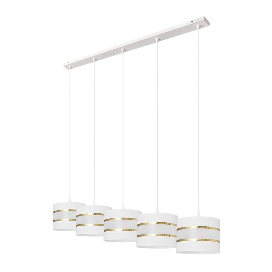Lámpara colgante HELEN 5xE27/15W/230V blanco/dorado