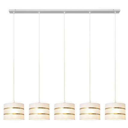 Lámpara colgante HELEN 5xE27/15W/230V blanco/dorado