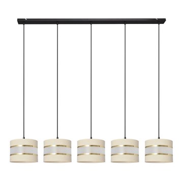 Lámpara colgante HELEN 5xE27/15W/230V color crema/negro/dorado