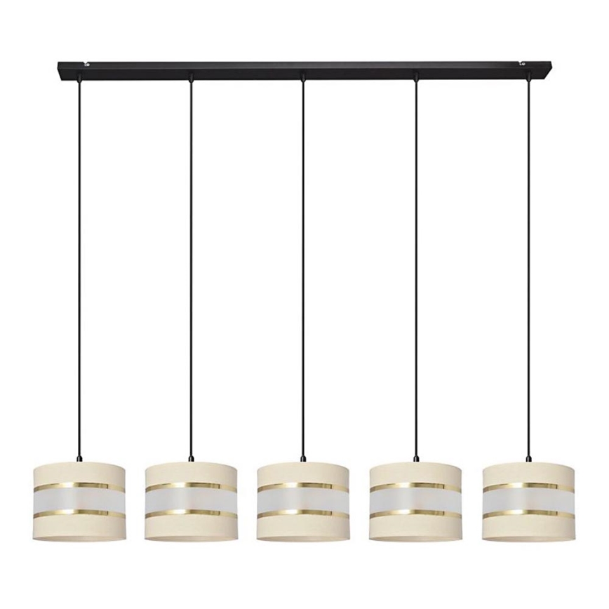 Lámpara colgante HELEN 5xE27/15W/230V color crema/negro/dorado