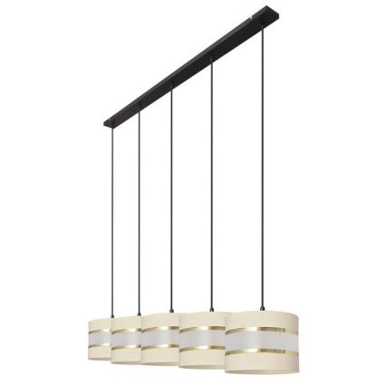 Lámpara colgante HELEN 5xE27/15W/230V color crema/negro/dorado