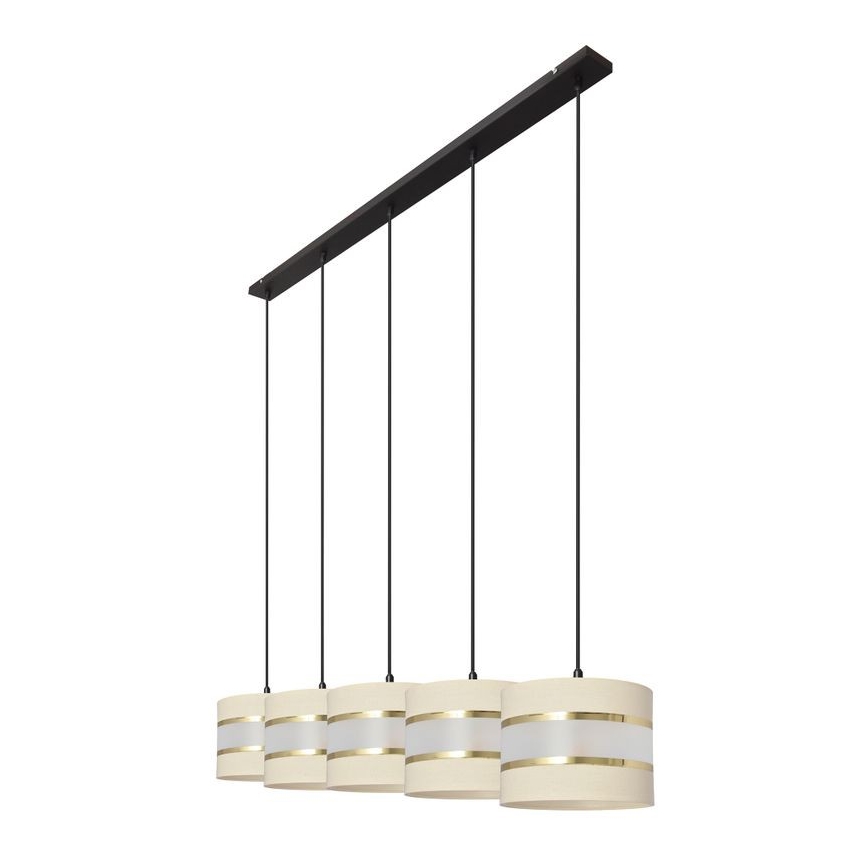Lámpara colgante HELEN 5xE27/15W/230V color crema/negro/dorado