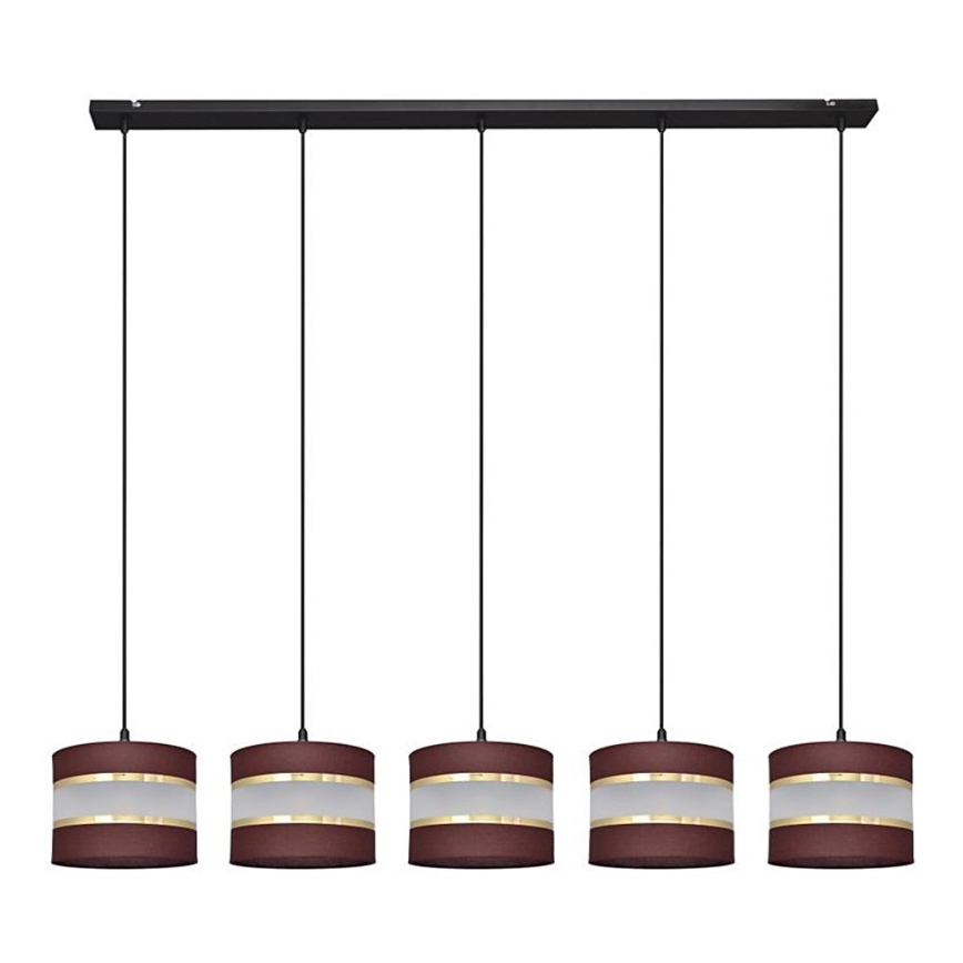 Lámpara colgante HELEN 5xE27/15W/230V marrón/negro/dorado