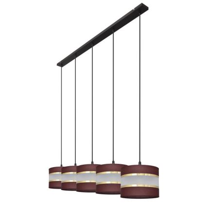 Lámpara colgante HELEN 5xE27/15W/230V marrón/negro/dorado