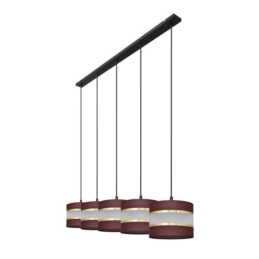 Lámpara colgante HELEN 5xE27/15W/230V marrón/negro/dorado