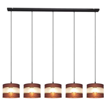 Lámpara colgante HELEN 5xE27/15W/230V marrón/negro/dorado