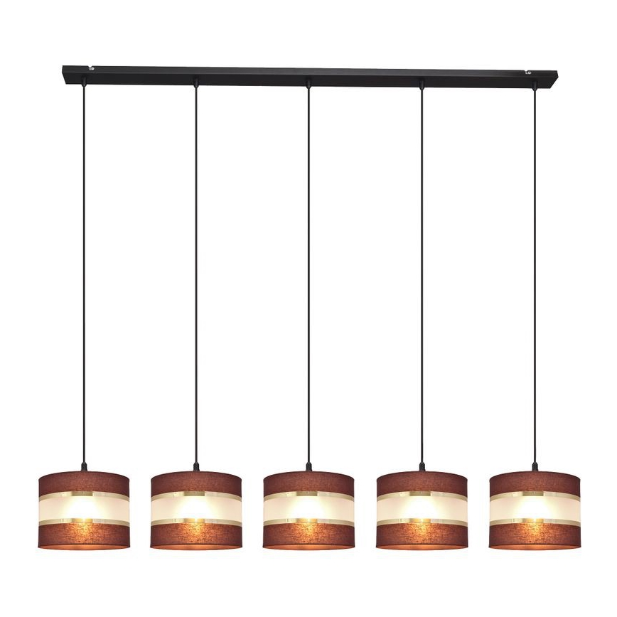Lámpara colgante HELEN 5xE27/15W/230V marrón/negro/dorado