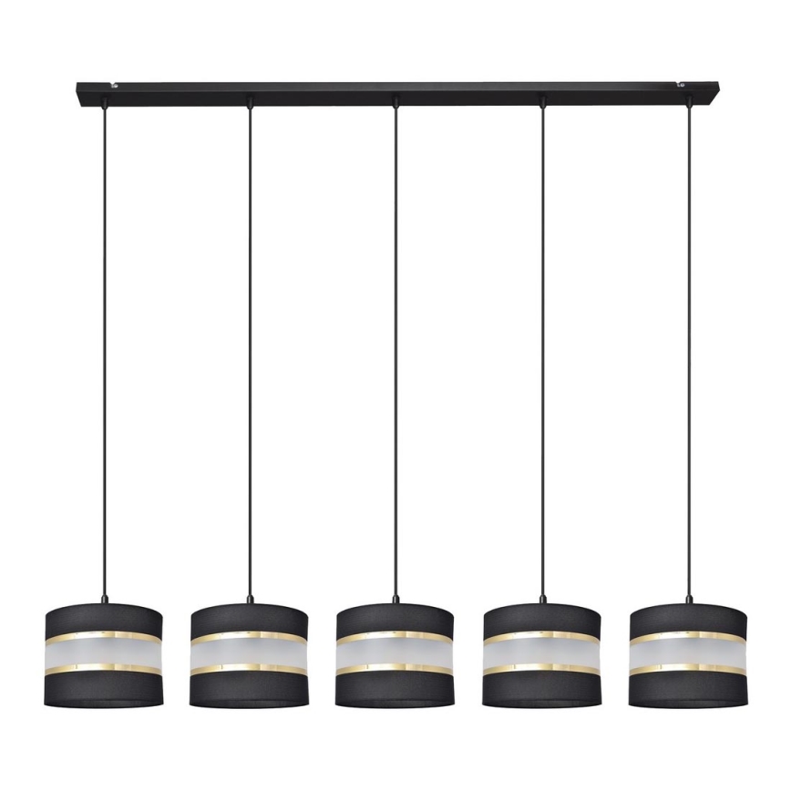 Lámpara colgante HELEN 5xE27/15W/230V negro/dorado