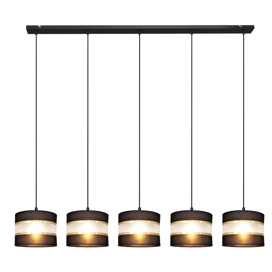 Lámpara colgante HELEN 5xE27/15W/230V negro/dorado
