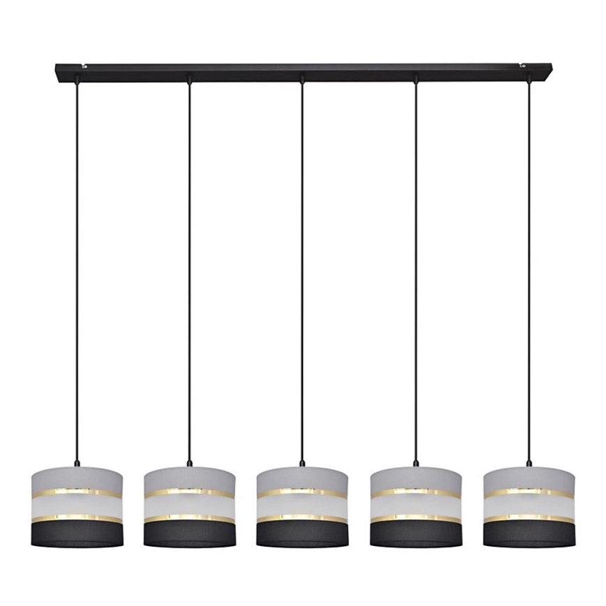 Lámpara colgante HELEN 5xE27/15W/230V negro/gris/dorado