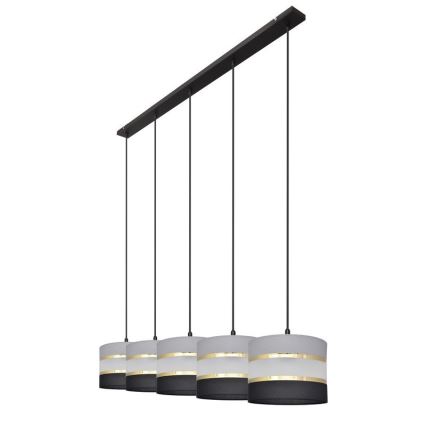 Lámpara colgante HELEN 5xE27/15W/230V negro/gris/dorado