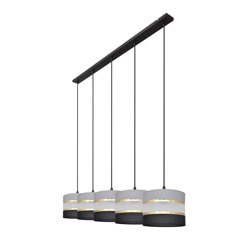 Lámpara colgante HELEN 5xE27/15W/230V negro/gris/dorado