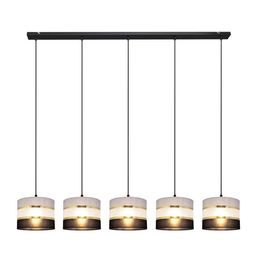 Lámpara colgante HELEN 5xE27/15W/230V negro/gris/dorado
