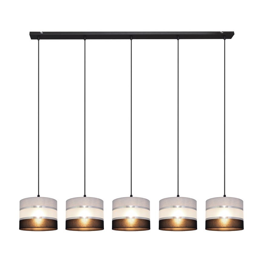 Lámpara colgante HELEN 5xE27/15W/230V negro/gris/plata