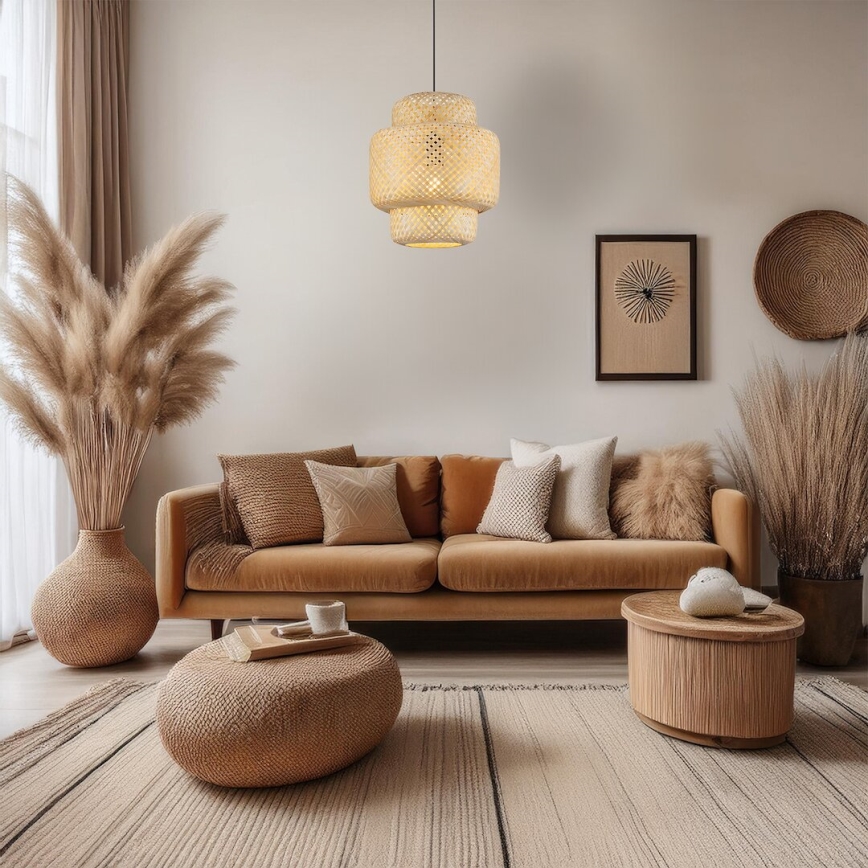 Lámpara colgante HESTIA 1xE27/60W/230V diá. 30 cm bambú