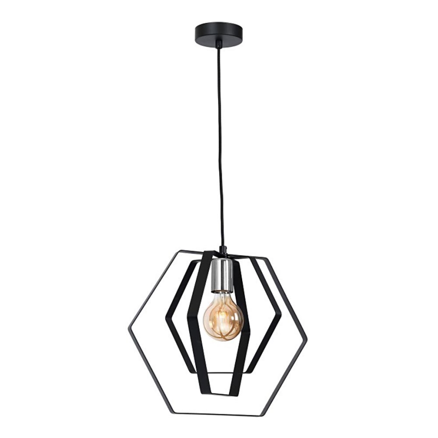 Lámpara colgante HEXAGON 1xE27/60W/230V negro/cromo brillante