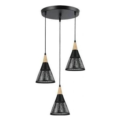 Lámpara colgante HIRA 3xE27/60W/230V diá. 40 cm negro