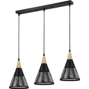 Lámpara colgante HIRA 3xE27/60W/230V negro