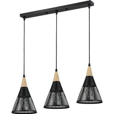 Lámpara colgante HIRA 3xE27/60W/230V negro