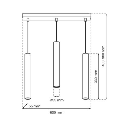 Lámpara colgante HUDSON 3xGU10/8W/230V blanco