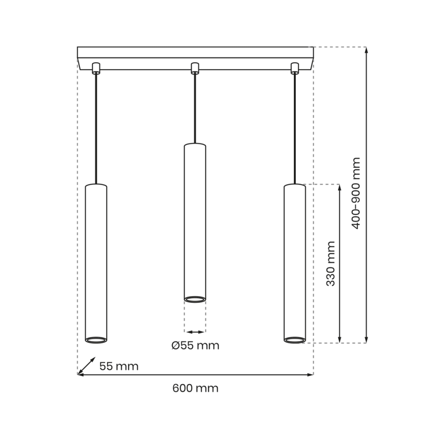 Lámpara colgante HUDSON 3xGU10/8W/230V blanco