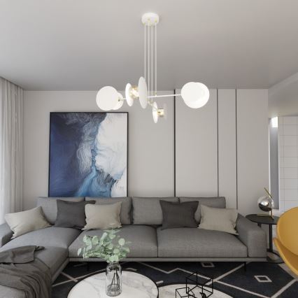 Lámpara colgante IDEA 4xE27/15W/230V blanco