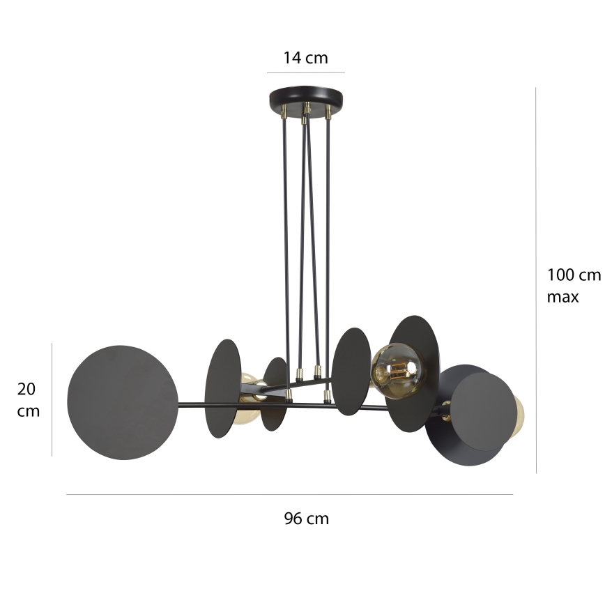 Lámpara colgante IDEA 4xE27/15W/230V negro