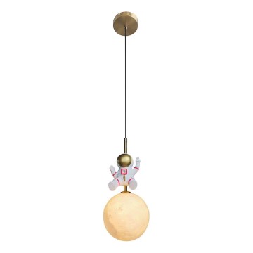 Lámpara colgante infantil ASTRONAUT 1xE27/60W/230V diá. 15 cm dorado/beige