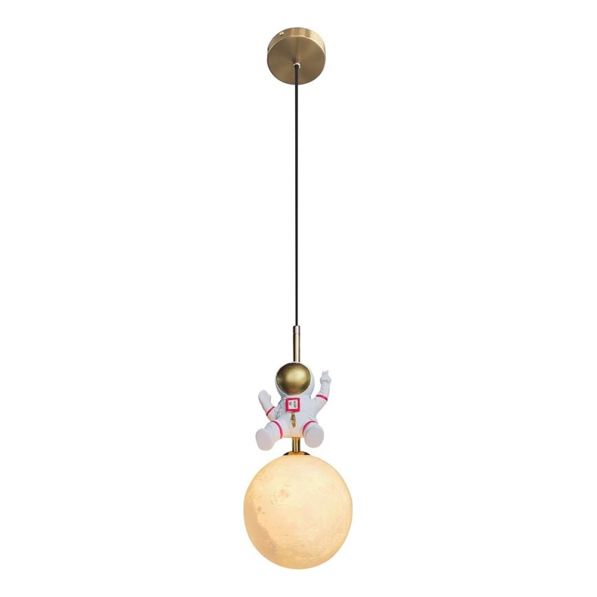 Lámpara colgante infantil ASTRONAUT 1xE27/60W/230V diá. 15 cm dorado/beige