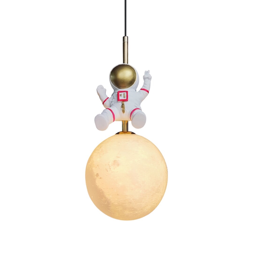 Lámpara colgante infantil ASTRONAUT 1xE27/60W/230V diá. 15 cm dorado/beige