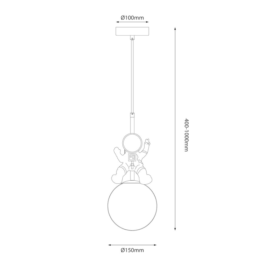 Lámpara colgante infantil ASTRONAUT 1xE27/60W/230V diá. 15 cm dorado/beige