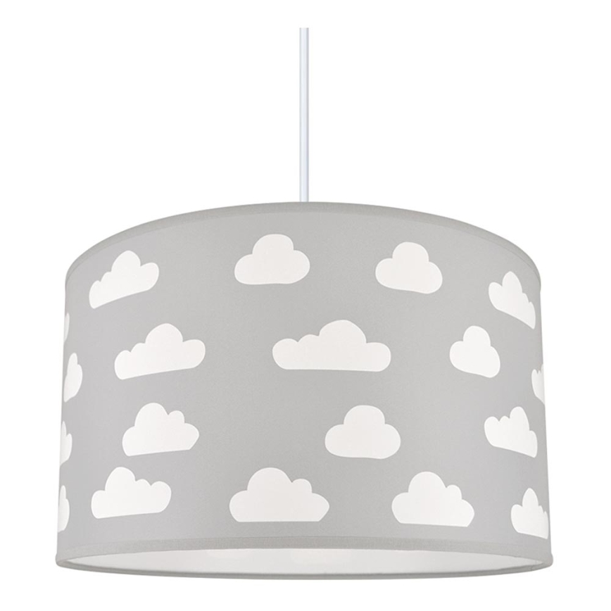 Lámpara colgante infantil CLOUDS GREY 1xE27/60W/230V