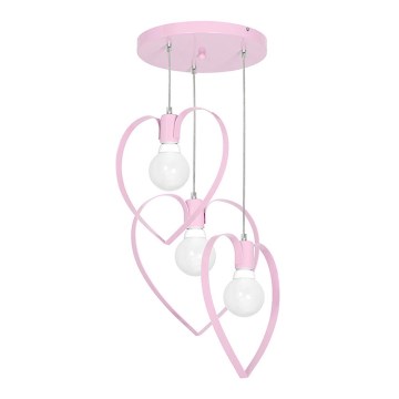 Lámpara colgante infantil LOVE 3xE27/60W/230V rosa