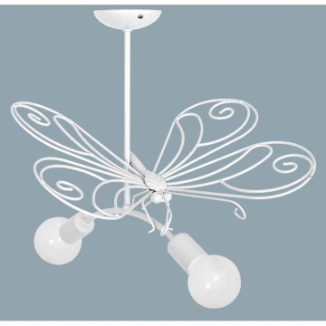 Lámpara colgante infantil mariposa 2xE27/60W blanca