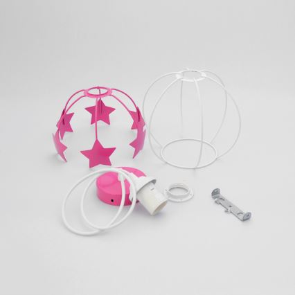 Lámpara colgante infantil STARS 1xE27/15W/230V rosa/blanco