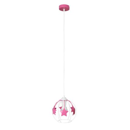 Lámpara colgante infantil STARS 1xE27/15W/230V rosa/blanco
