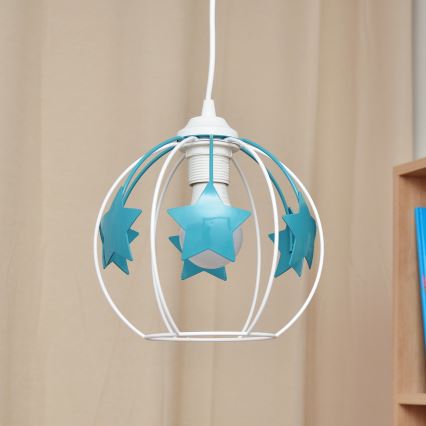 Lámpara colgante infantil STARS 1xE27/15W/230V turquesa/blanco