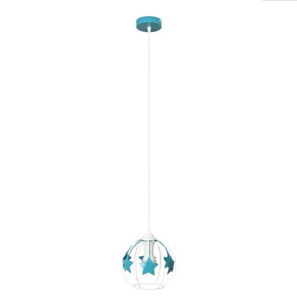 Lámpara colgante infantil STARS 1xE27/15W/230V turquesa/blanco