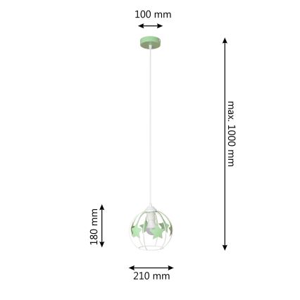 Lámpara colgante infantil STARS 1xE27/15W/230V verde/blanco