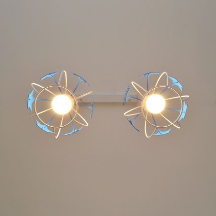 Lámpara colgante infantil STARS 2xE27/15W/230V azul/blanco