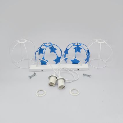 Lámpara colgante infantil STARS 2xE27/15W/230V azul/blanco