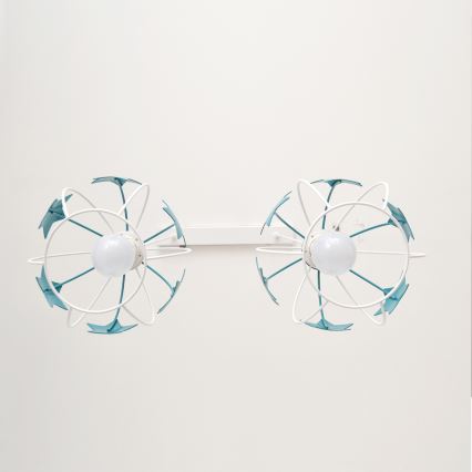 Lámpara colgante infantil STARS 2xE27/15W/230V turquesa/blanco