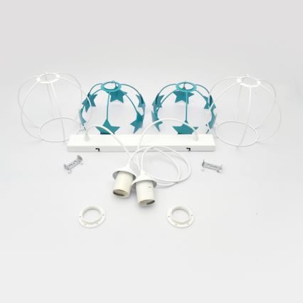 Lámpara colgante infantil STARS 2xE27/15W/230V turquesa/blanco
